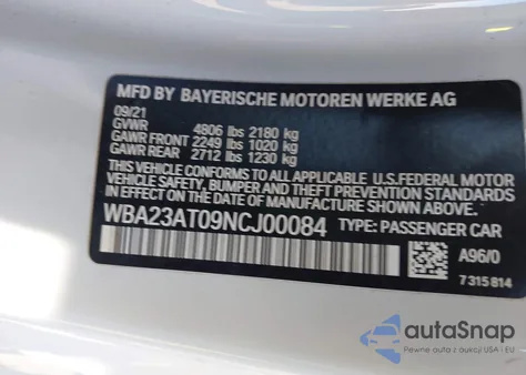 2022 BMW 430I from USA, damaged, VIN WBA23AT09NCJ00084